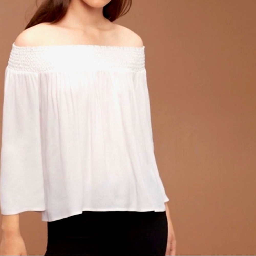 Aritzia White Off-the-Shoulder Talula Blouse